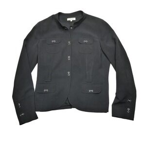Georges Rech Blazer Womens 44 Black Twill Hook Eye Pockets Synonyme Jacket